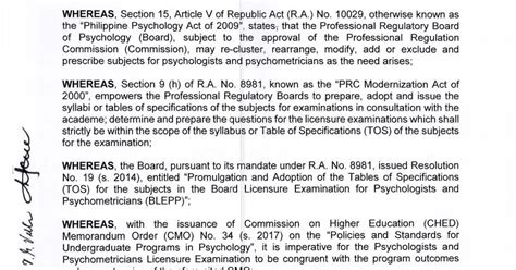 Table Of Specification Psychometrician Board Exam 2023.